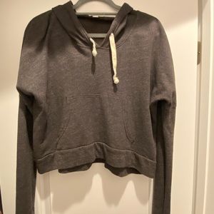 Delias Cropped Dark Gray Hoodie